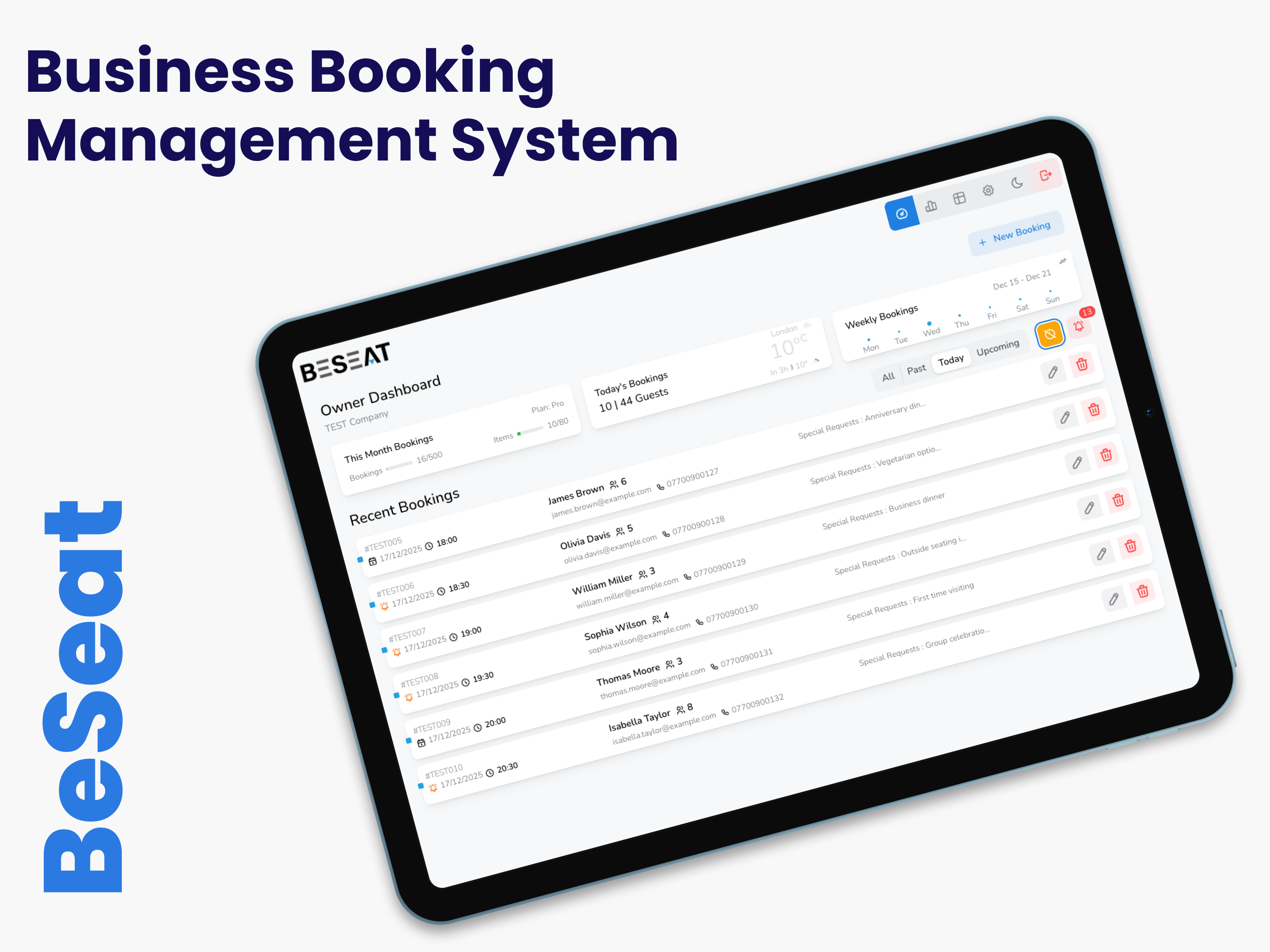 BeSeat Booking Management Dashboard