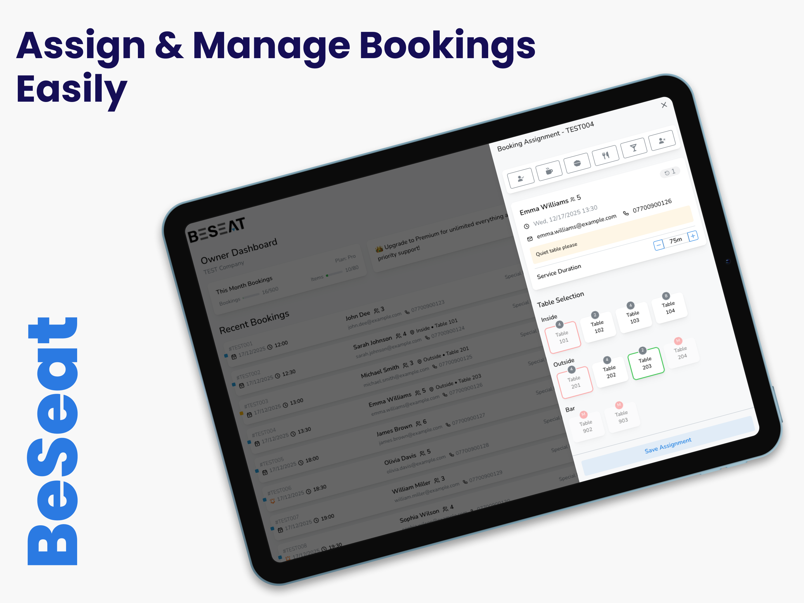 BeSeat Calendar View